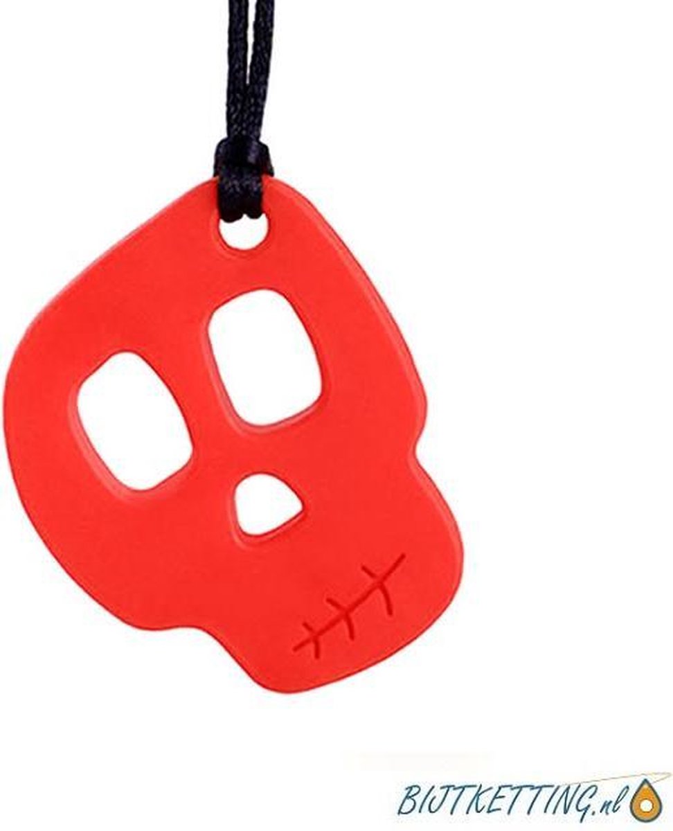 Bijtketting kauwketting | Skelet Schedel Skull Ketting | Rood